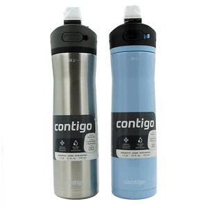 Contigo 24 oz. Ashland Chill 2.0 Bottle 2-Pack- Glacier/Stainless Steel/Licorice - Picture 1 of 1