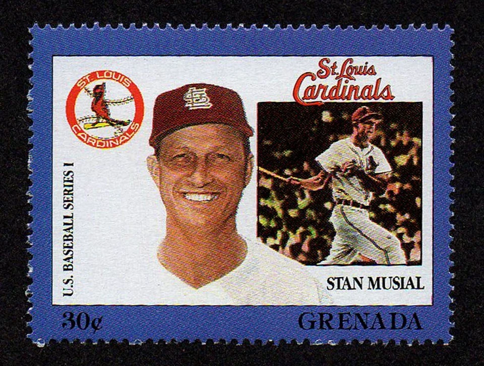 GRENADA, SCOTT #1668-G, JUGADOR DE BÉISBOL MNH STAN MUSIAL, EQUIPO DE LOS CARDENALES DE ST LOUIS Foto 1 de 1