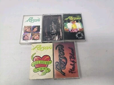 POISON- 5 Cassette Lot 3 Studio 1 Live 1 Single Capitol Records Pre-owned  - Image 1 of 4