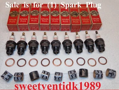 ( 1 ) .. ‘NOS’ Champion 6 COM.- 62 Spark Plugs .. Circa 1940’s .. Made in USA - Image 1 of 4