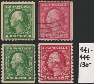 USA (1914) Coils: Washingtons #441-444 Perf 10 H&V / CV $130US (4 pics) 863 - Picture 1 of 4