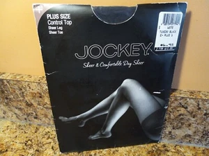 Women's Plus Jockey Pantyhose Control Top Sheer Leg-Toe 4'1"-5'6" 160-195 Black - Picture 1 of 22