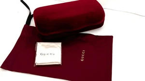 Gucci Velvet Sunglasses Clamshell Case In Burgundy With Pouch, Cloth $70 NEW #15 - Picture 1 of 4