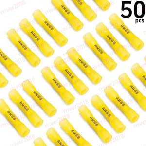 50PCS Yellow Heat Shrink Butt Terminals 8AWG Electrical Wire Crimp Connectors - Picture 1 of 6