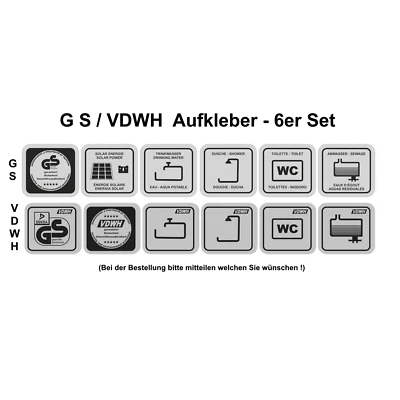 Pegatinas autocaravana / caravana GS o VDWH - Juego de 6 plata
