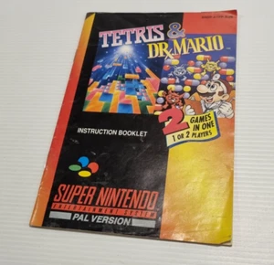 Tetris & Dr Mario Super Nintendo SNES Folleto Manual PAL - Imagen 1 de 7
