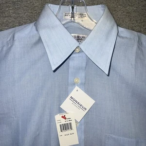NWT Monsieur by Givenchy Shirt Men's Sz 14.5 32/33 Light Blue Dress Button Down - Picture 1 of 9