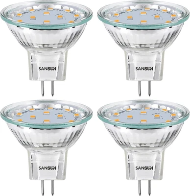 4-Pack 3W MR11 LED 12V GU4 Bi-Pin Landscape & Track Light Bulbs 3000K - Image 1 of 4