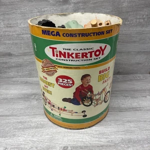 VTG Hasbro Tinkertoy Real Wood Classic Mega Building Construction Set - Picture 1 of 15