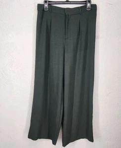Adrienne Vittadini Green Palazzo Wide Leg Crepe Pants Fall Fashion Staple Size M - Picture 1 of 6