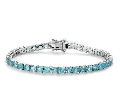 实心马达加斯加 Paraiba Apatite 925 纯银手链女士礼物 — 第 1/4 张图片