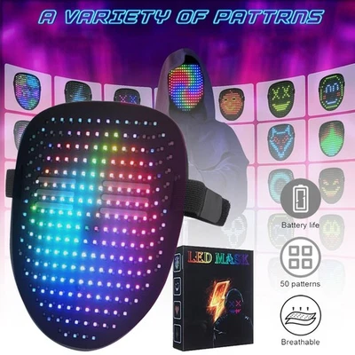 LED-Maske mit Gestenerkennung Leuchtende Halloween-Maske 50 Bilde für Maskerade - Bild 1 von 4