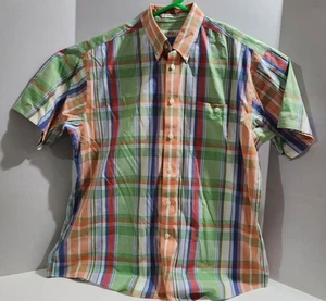 Orvis Men's XL Button Down Shirt Plaid Pastel Colorful Pocket Green Collar - Picture 1 of 4