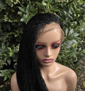 21”Black Glueless Full Lace Hand Made Micro High Quality Premium Braided Wig - Picture 1 of 7