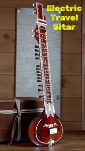 Strumento a Corde Indiano Designer Sitar Tun Legno Elettrico da Viaggio Sitar con Borsa - Foto 1 di 7