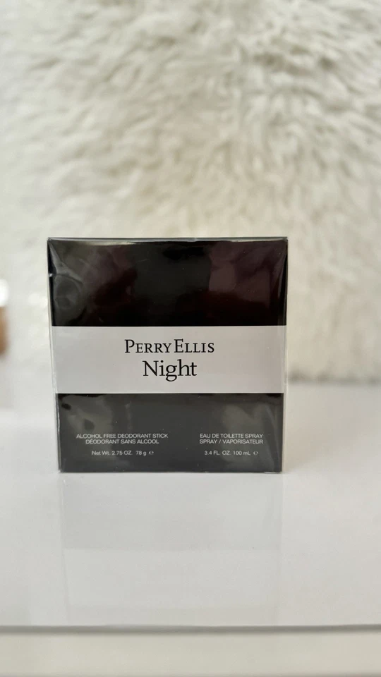 Juego Night By Perry Ellis para hombre: EDT 3,4 oz + barra desodorante 2,75 oz (sellado) Foto 1 de 2