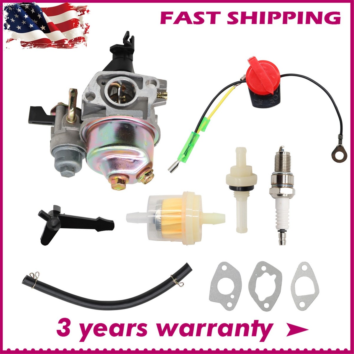 QAZAKY Carburatore GX 140 160 GX160 Motori 5.5hp GX200 6.5HP Generator Idropulitrice Kart Tosaerba Carb Con Guarnizione Collettore Tubo Comando Dell'aria - Foto 3