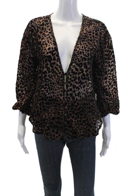 Free People 女式 V 领长袖纽扣动物印花衬衫 S 码 — 第 1/4 张图片