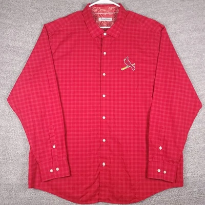 Camisa masculina St. Louis Cardinals 2XL vermelha Tommy Bahama xadrez botão de beisebol liga principal de beisebol - Imagem 1 de 4