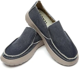 Bernal Men's Casual Canvas Slip On Loafers Shoes, Black, 10.5 - Picture 1 of 16