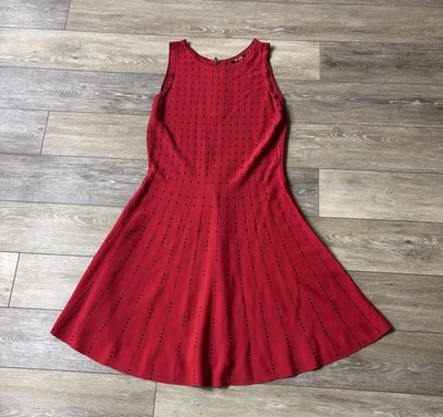 Nic + Zoe Dress Sz L Red Falling Dot Twirl Holiday Christmas Party Love Date - Image 1 of 4