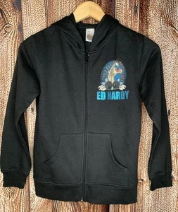 Ed Hardy Boy’s Hoodie Large (12) Panther Graphics Zip Up NEW with TAGS - Picture 1 of 8