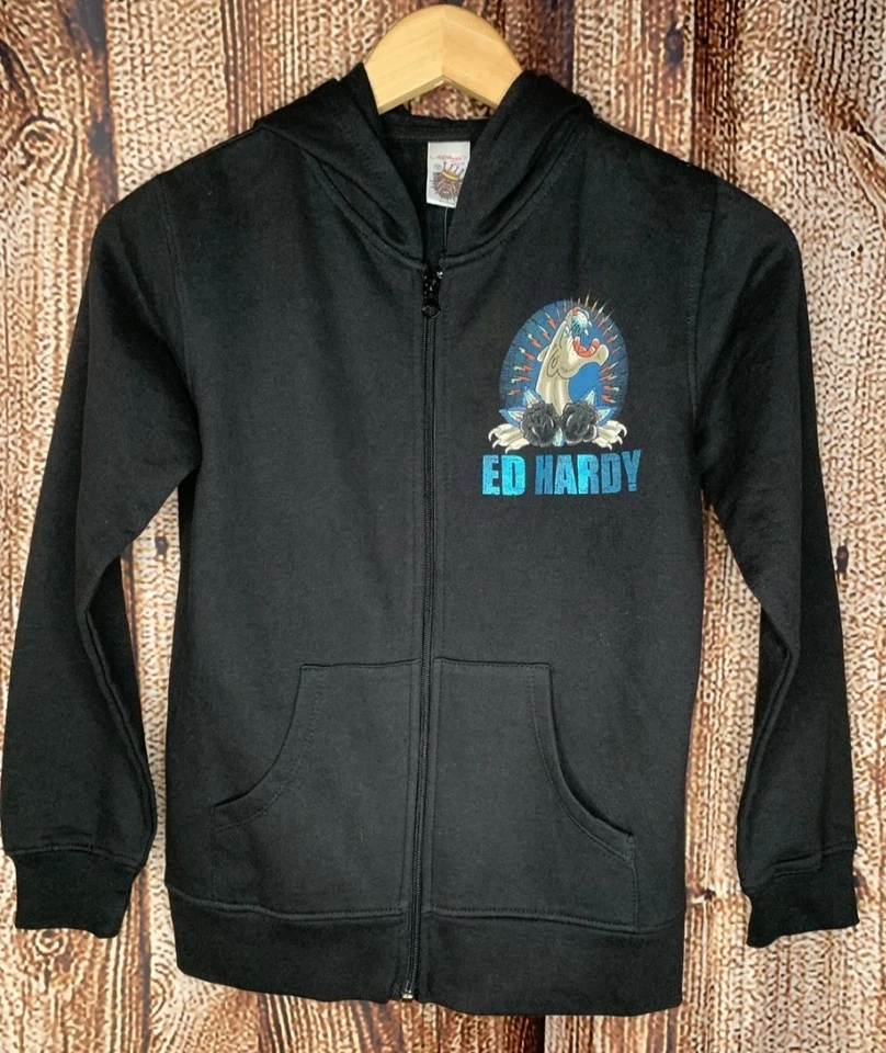 Sudadera con Capucha Ed Hardy Niño Grande (12) Gráficos Pantera Cremallera NUEVA con ETIQUETAS Foto 1 de 4