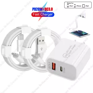 Dual Ports USB C+USB A Fast Charger Adapter For iPhone 14 13 12 11 8 6 Cable Lot - Picture 1 of 19