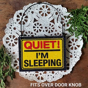 Mini Sign Quiet I'm Sleeping Fits over Doorknob DORM Not Disturb Ornament New US - Picture 1 of 4