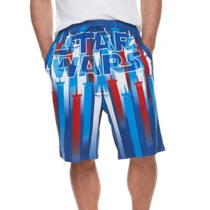 Star Wars Logo SOFT COMFY Fabric Lounge Shorts Men's size MEDIUM Red Blue NWT - Picture 1 of 2