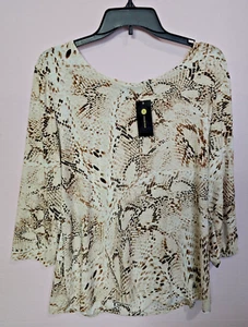 NUEVO CON ETIQUETAS COLECCIÓN JM Blusa/Top Tejido Jacquard Talla XL MANGA 3/4 Piedra Piel de Serpiente - Imagen 1 de 11