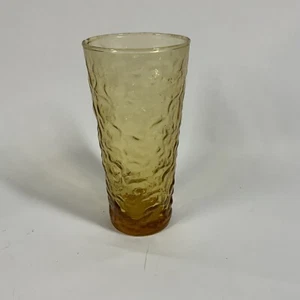 Vintage Anchor Hocking Amber Lido Milano Crinkle Drinking Glass 12 Oz Excellent - Picture 1 of 6