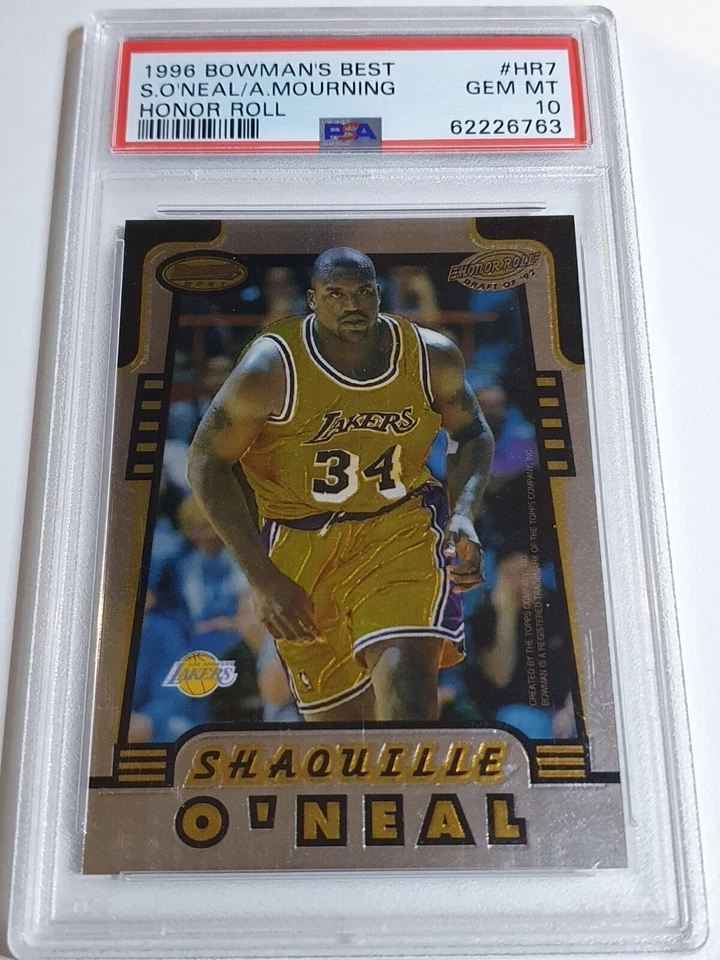 1996 Bowman's Best Shaquille O'Neal Alonzo Mourning Honor Roll - PSA 10 (POP 6) - Image 1 of 2