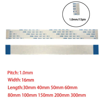 15Pin 1mm Pitch FFC FPC Flexible Flat Cable AWM VW-1 20624 80C 60V A B Type - Image 1 of 3