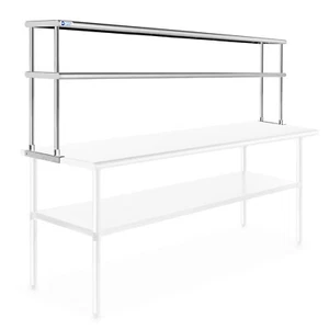 Stainless Steel Commercial Wide Double Overshelf - 72" x 12" - for Prep Table - Picture 1 of 5