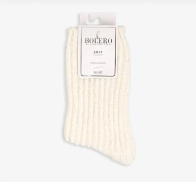 Soft Touch Chenille Socks |Cream Ribbed Cozy Socks |Women’s 36/40 Winter Warmers - Imagem 1 de 4