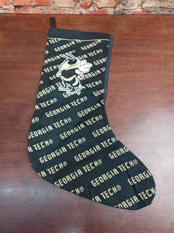 Georgia Tech Christmas Stocking Yellow Jackets Buzz Mascot Tapestry Black Pre-ow Cover