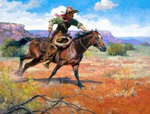 Azulejo decorativo y de acento de vaquero Jack Sorenson arte occidental RW-JS014AT - Imagen 1 de 4