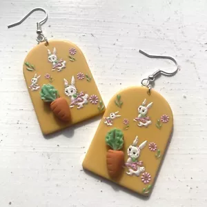 Orecchini coniglio e carota simpatici miniatura regalo eccentrico amante degli animali riempimento calza - Foto 1 di 3