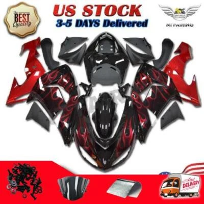 Carenado de inyección de llama roja ABS a008 MS Fit para Kawasaki Ninja 2006-2007 ZX10R Foto 1 de 4