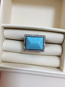 Anello alta bigiotteria color argento con pietra turchese - Picture 1 of 2