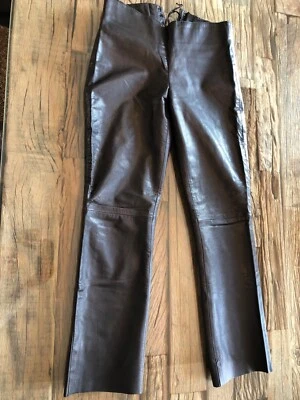 Club Monaco Damen-Lederhose Dunkelbraun - Bild 1 von 4