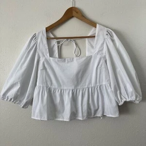 Abercrombie & Fitch Womens Peplum Babydoll Medium Peasant Retro Cottage Cowgirl - Picture 1 of 8