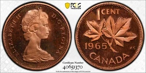 1965 1-cent Small Beads, Blunt 5 PCGS Gold Shield PL-65RD CAM (Cameo) - Picture 1 of 5