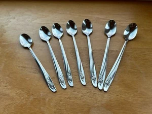 Set Of 7 Oneida Custom Stainless ROSEANNE Iced Tea Spoons 7.5” - Picture 1 of 5