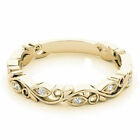 Women Eternity Band Solid 14K Yellow Gold Round Cut 0.09 Ct Moissanite Size 8 7
