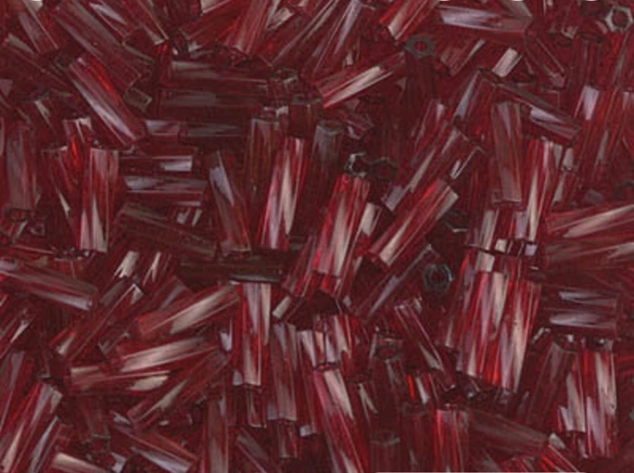 Miyuki Glass Twisted Bugle Bead 6mm Dyed TR Cranberry 6.5g - Image 1 of 1