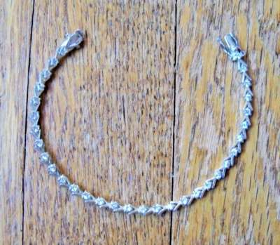 Brazalete de tenis de plata de ley 925 con circonitas cúbicas de 7 3/4" para hombre o mujer Foto 1 de 4