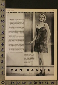 1931 VAN RAALTE SLIP WOMEN FASHION SEXY LACE UNDER LINGERIE SINGLETTE AD WK49 - Picture 1 of 1