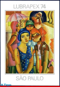 1360 BRASIL 1974 CINCO MUJERES POR DI CAVALCANTI, PINTURA, LUBRAPEX, MI# B36, MNH - Imagen 1 de 2